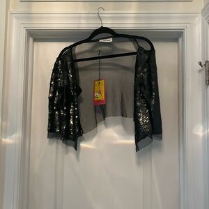 Sequin short sleeve mesh back dressy jacket